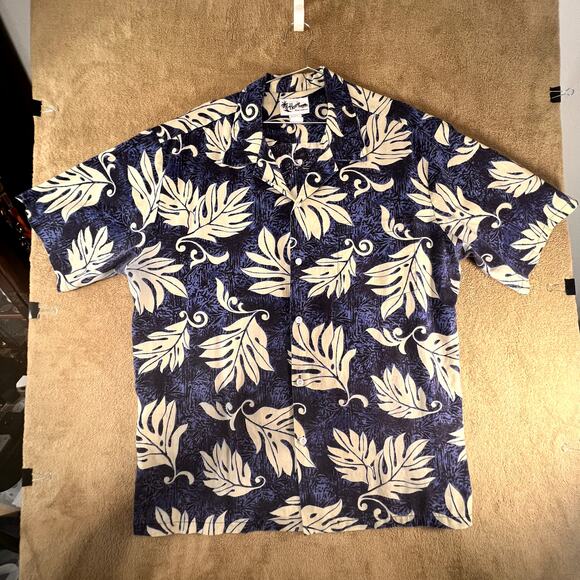 Vintage 90's Howie Made in Hawaii Blue Aloha Hawaiian Button Up Shirt, Size 2XL - Picture 1 of 7